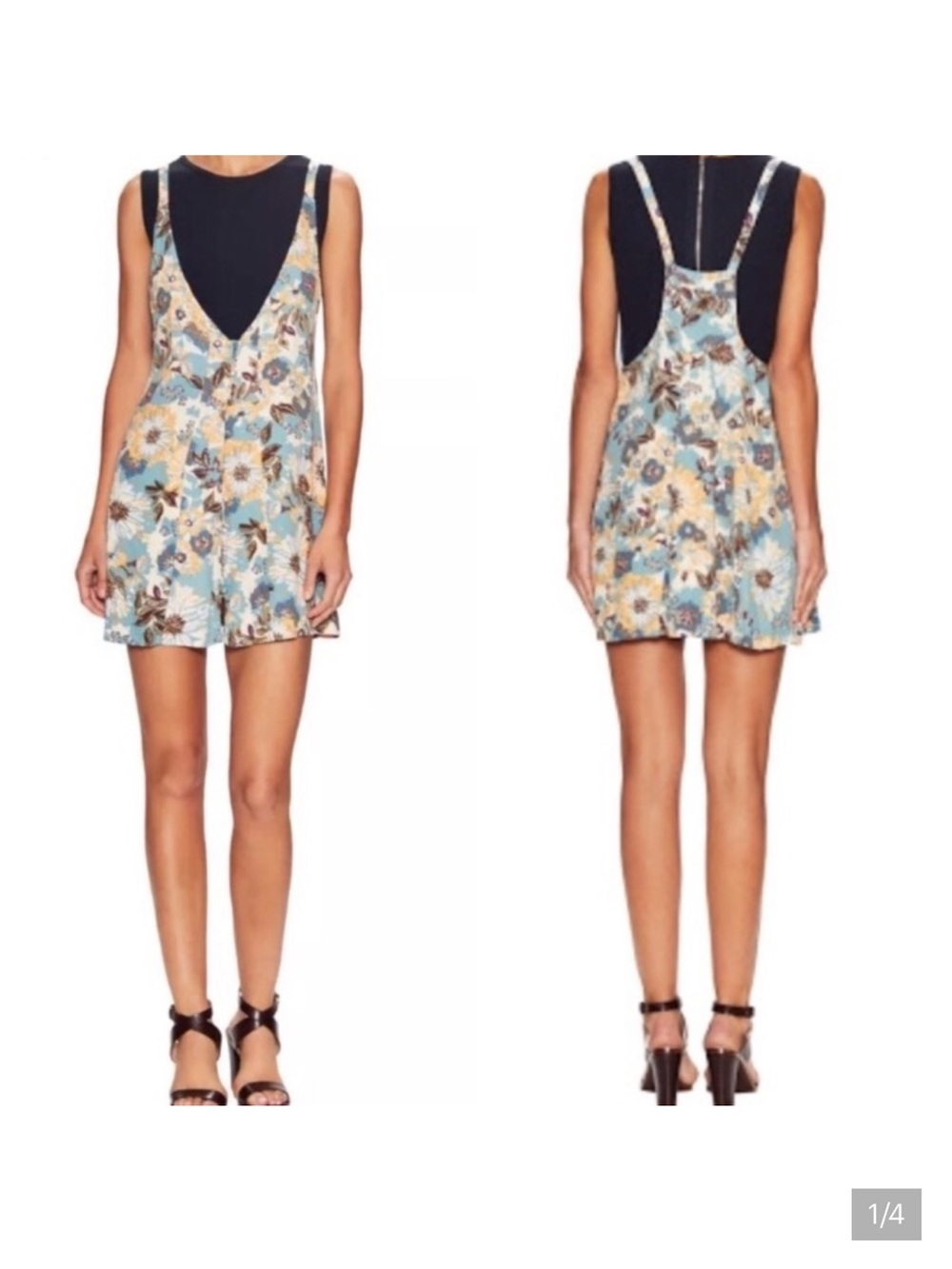 Free People Light Blue Floral Mini Skirt